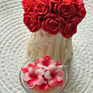 Rose and tulip flower candle aesthetic décor piece