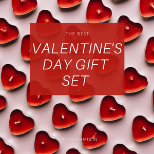 Valentine's Day heart candle gift set featuring red heart tealight candles arranged aesthetically – ideal for romantic gifting and celebration décor.

