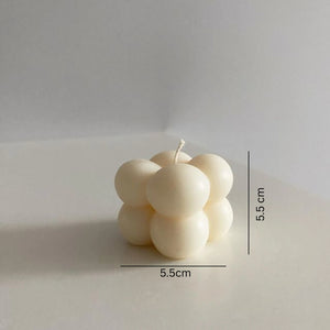 Cream white mini bubble candle with size dimensions – 5.5 cm – minimalist decor and aromatherapy candle. cute small candle, pinterest candle