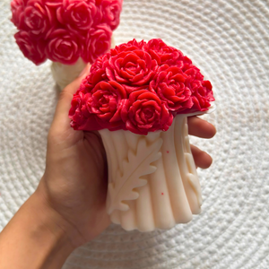 Assorted flower bouquet candle in rose and tulip design