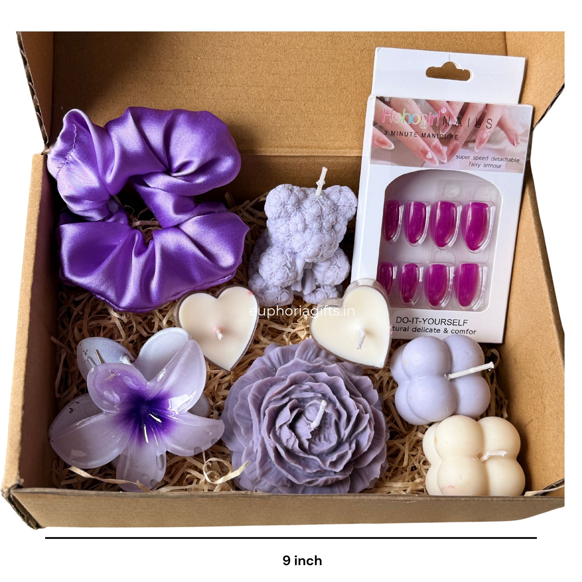 Euphoria Gifts Rakhi Gift Hamper for Sister, Girlfriend & Friends | Aesthetic Candle Gift Box with Scented Candles, Teddy & Lavender Theme | Raksha Bandhan Gift | Assorted Colours