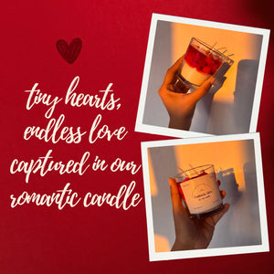 Hand holding a heart jar candle showing gel wax hearts and cube Heart Jar Gel Wax Candle | Luxury Scented Jar Candle for Home Decor & Gifting | Heart Candles for Decoration, Birthday, Cake | Rakhi Gift for Brother & Bhabhi | Jar Candle for Rakshabandhan