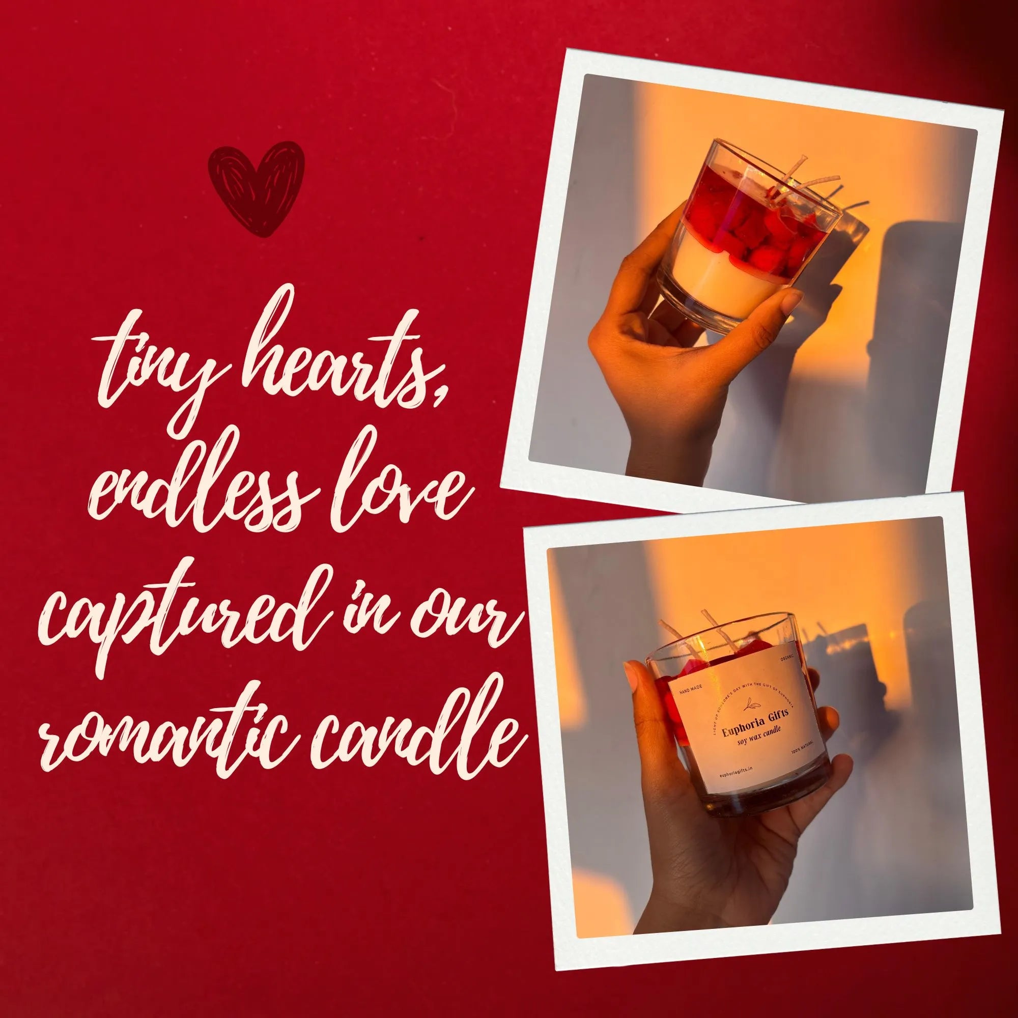 Hand holding a heart jar candle showing gel wax hearts and cube Heart Jar Gel Wax Candle | Luxury Scented Jar Candle for Home Decor & Gifting | Heart Candles for Decoration, Birthday, Cake | Rakhi Gift for Brother & Bhabhi | Jar Candle for Rakshabandhan