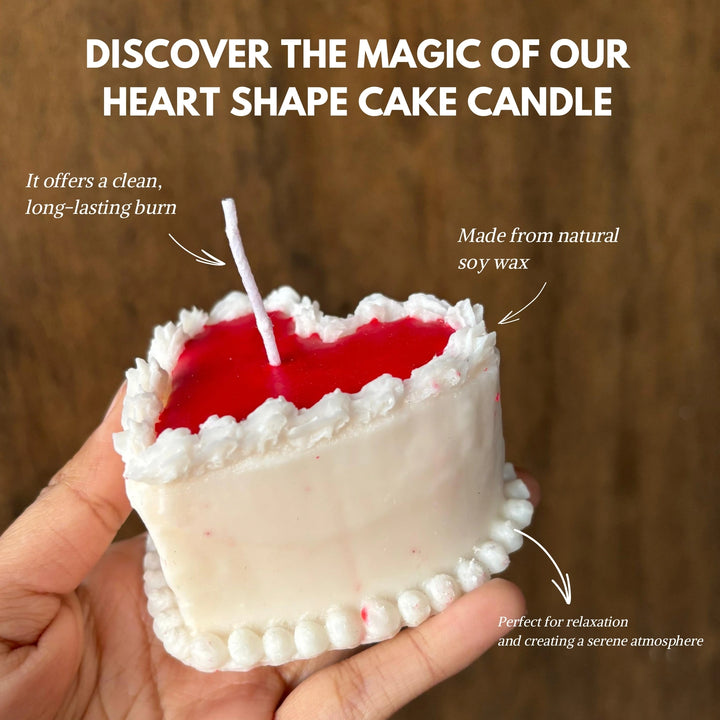 Heart Shaped Cake Candle | Scented Soy Wax Candle for Valentine's Day, Birthday Gift, Aesthetic Decor, Candlelight Dinner & Home Decoration | Euphoria Gifts
