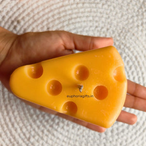 Mini cheese shaped candle for gifting and quirky setups