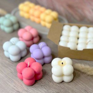 Handmade pastel mini bubble candles in aesthetic colors, perfect for home decor and gifting – soy wax, eco-friendly design.  set of 6 bubble candle