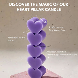 Purple heart pillar candle made from natural soy wax, offering a clean and long-lasting burn, ideal for relaxation and ambiance