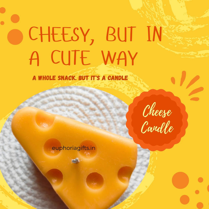 Handmade cheese slice candle in yellow soy wax for aesthetic decor. yellow candle. yellow colour unique gift