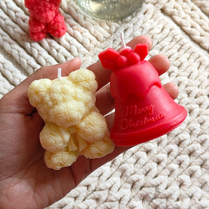 Aesthetic teddy candle as centerpiece for home or birthday setup